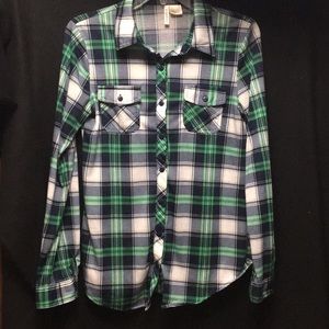 Green Plaid Button-up